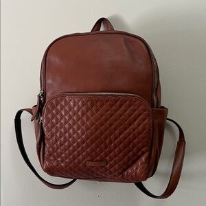 Vera Bradley Women’s Brown Leather Backpack with Patterned Interior